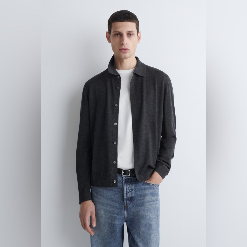 NWT COS Knitted Merino Wool Shirt in Charcoal